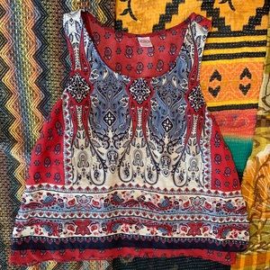 Tulip-back paisley tank top